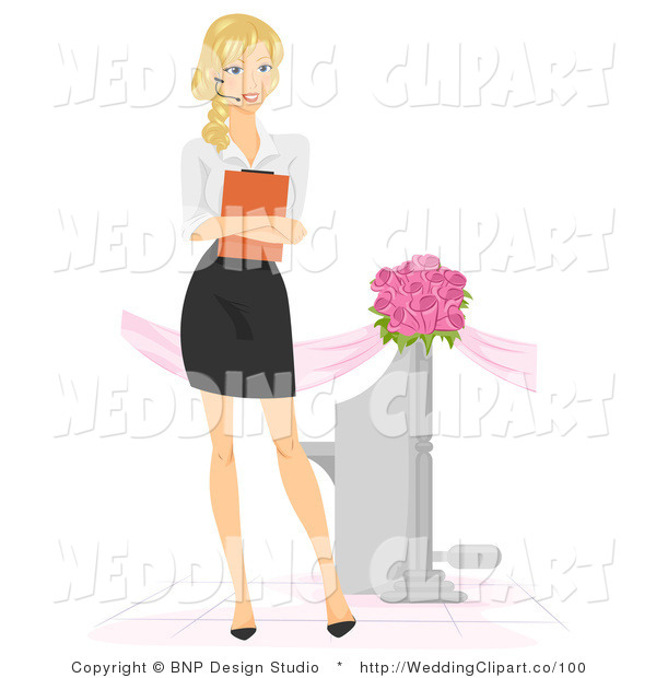 Vector Cartoon Marriage Clipart Of A Wedding Planner Standing In An