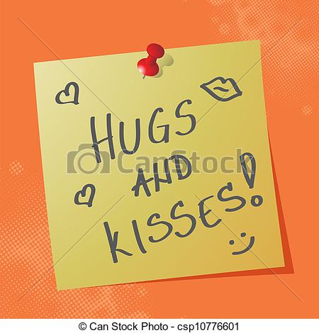 Vector Clipart Of Hugs And Kisses On Sticky Paper   Hugs And Kisses