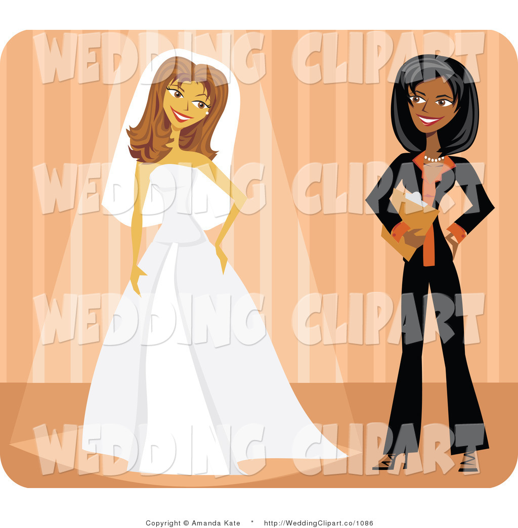 Vector Marriage Clipart Of A Wedding Friendly Black Wedding Planner