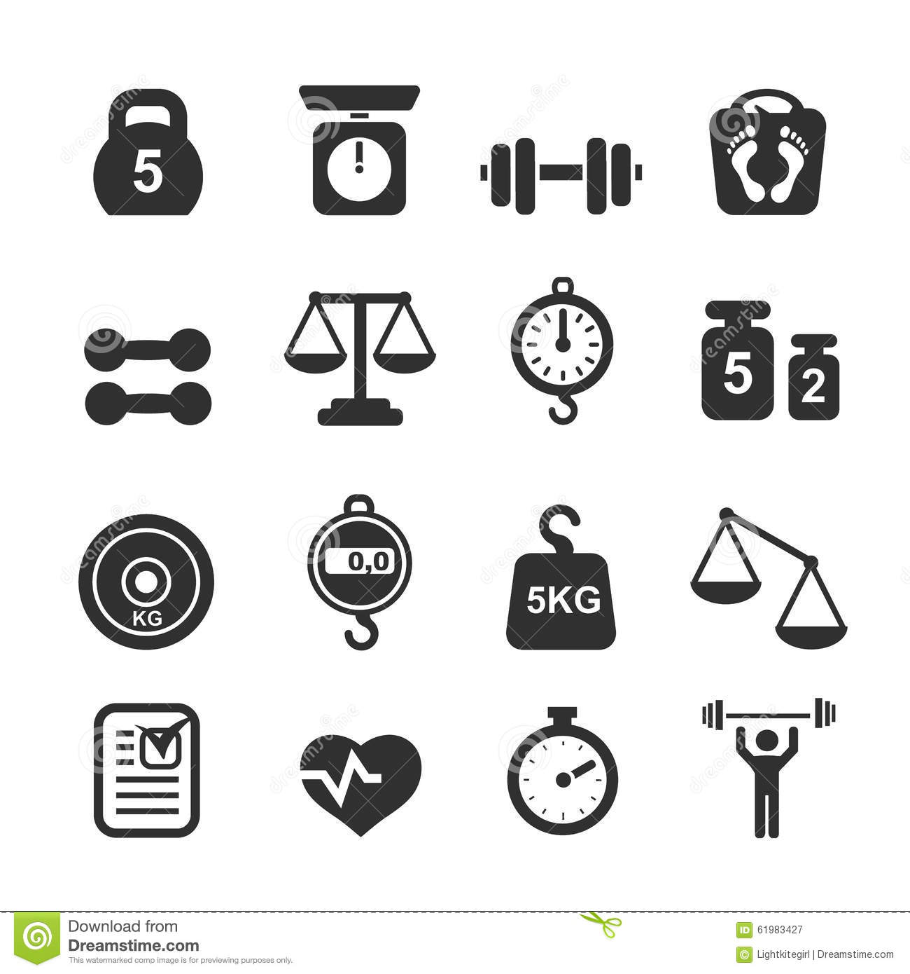 Weight Icon Set   Scales Weighing And Balance Vector 
