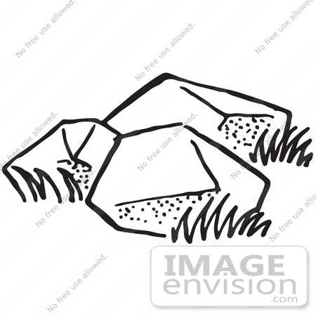 61743 Clipart Of Boulders In Black And White   Royalty Free Vector