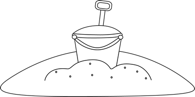Black And White Bucket In The Sand Clip Art   Black And White Bucket