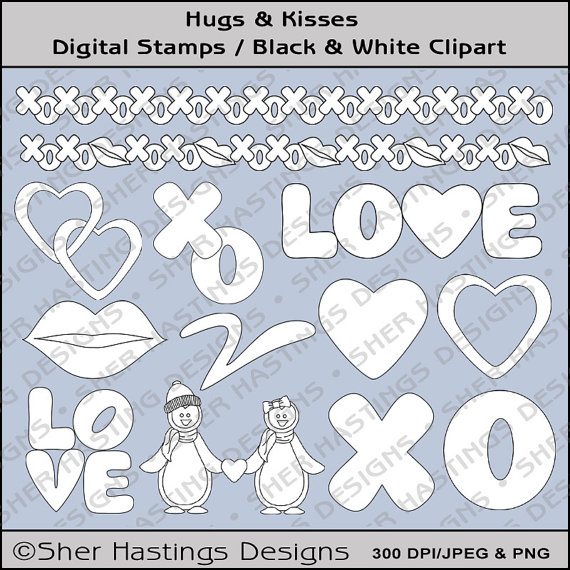 Black And White Clipart   Digital Scrapbooking Valentine Clipart