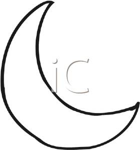 Black And White Crescent Moon   Royalty Free Clipart Picture