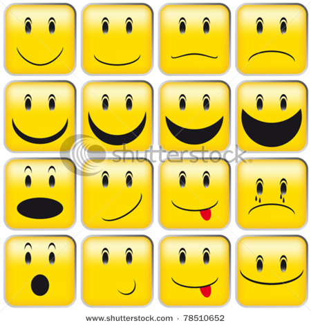 Clipart Icons   Set Of Emoticons   Collection Of Yellow Squared