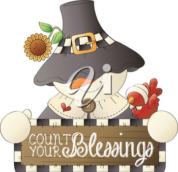 Clipart Illustration Of A Country Snowman With Count Your Blessings