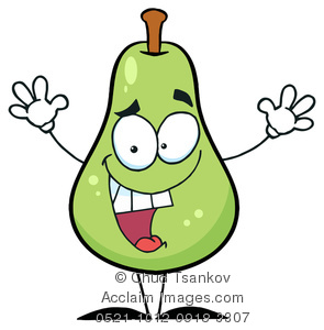 Clipart Image Of A Green Cartoon Pear With A Happy Smile   Acclaim    