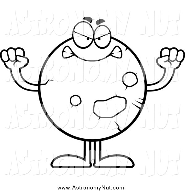 Clipart Of A Black And White Angry Planet Mars By Cory Thoman    912