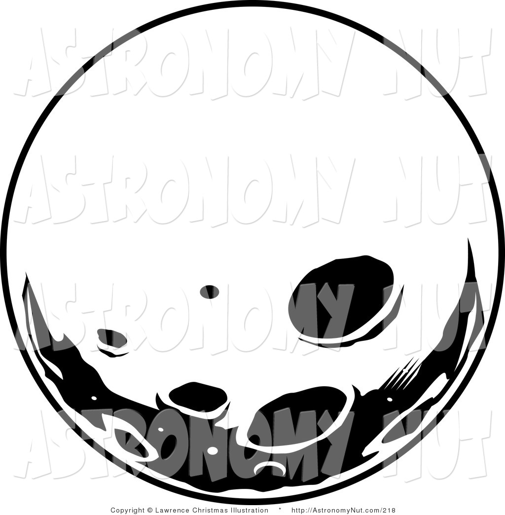 Clipart Of A View Of The White Retro Moon With Black Craters On The    