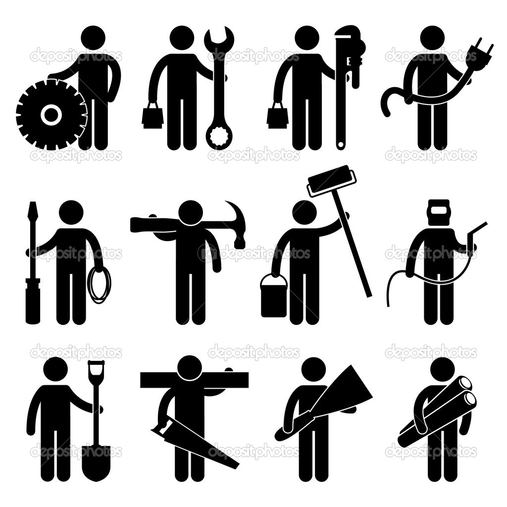 Construction Worker Job Icon Pictogram Sign Symbol   Stock Vector