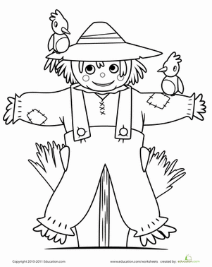 Cute Scarecrow   Coloring Page   Education Com