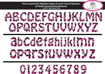 Free   Pink Leopard Font Alphabet   Numbers Clipart   Set Of 62