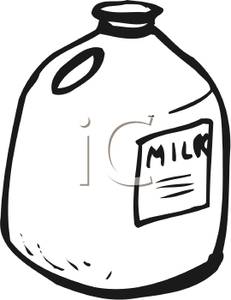 Gallon Of Milk In Black And White Clipart Image