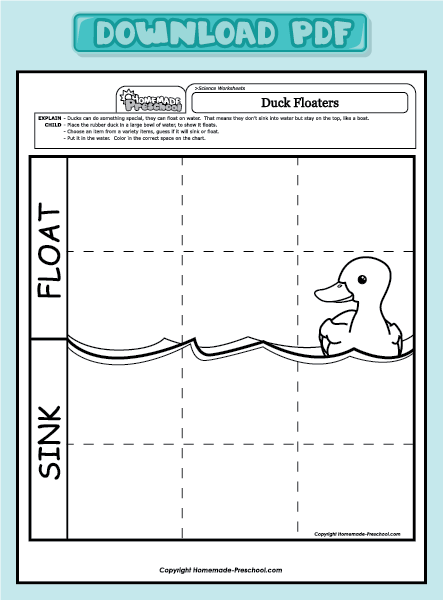 Home Preschool Worksheets Preschool Science Worksheets Duck Floaters