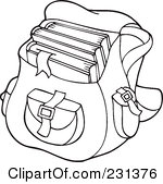 Illustration Of A Coloring Page Outline Of A School Bag By Visekart