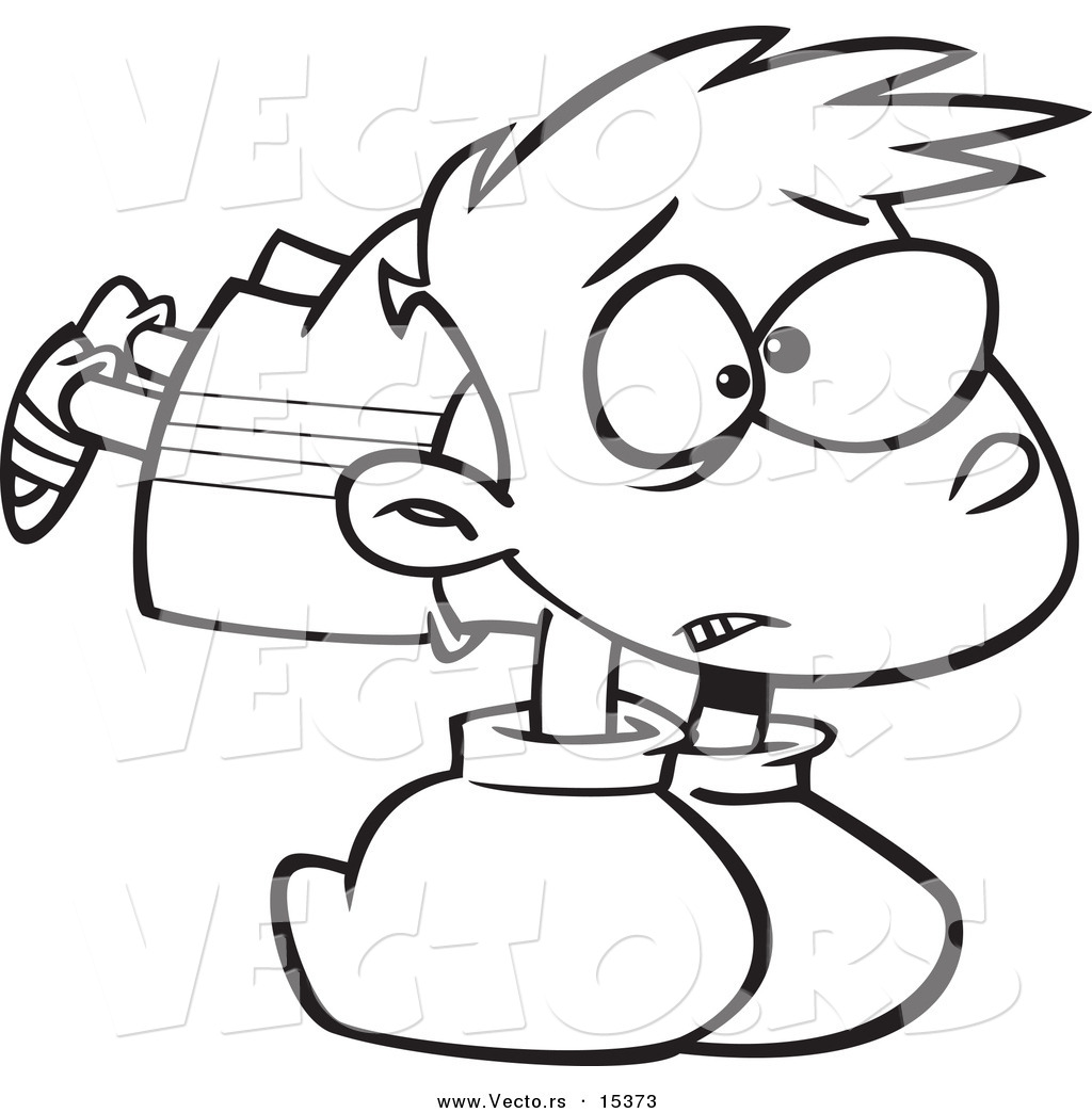     Of A Cartoon Boy Wearing Heavy Boxing Gloves   Coloring Page Outline