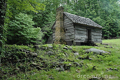 Old Log Cabin In The Tennessee Appalachian Mountains On A Beautiful