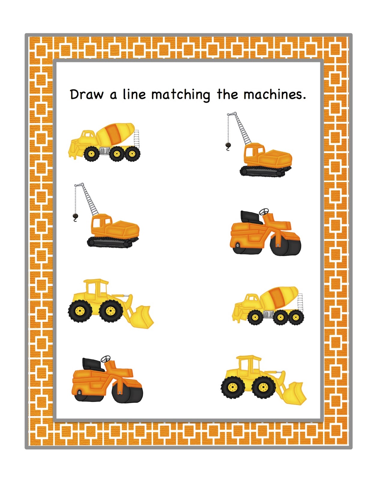 Preschool Printables  Construction Machines Printable Large