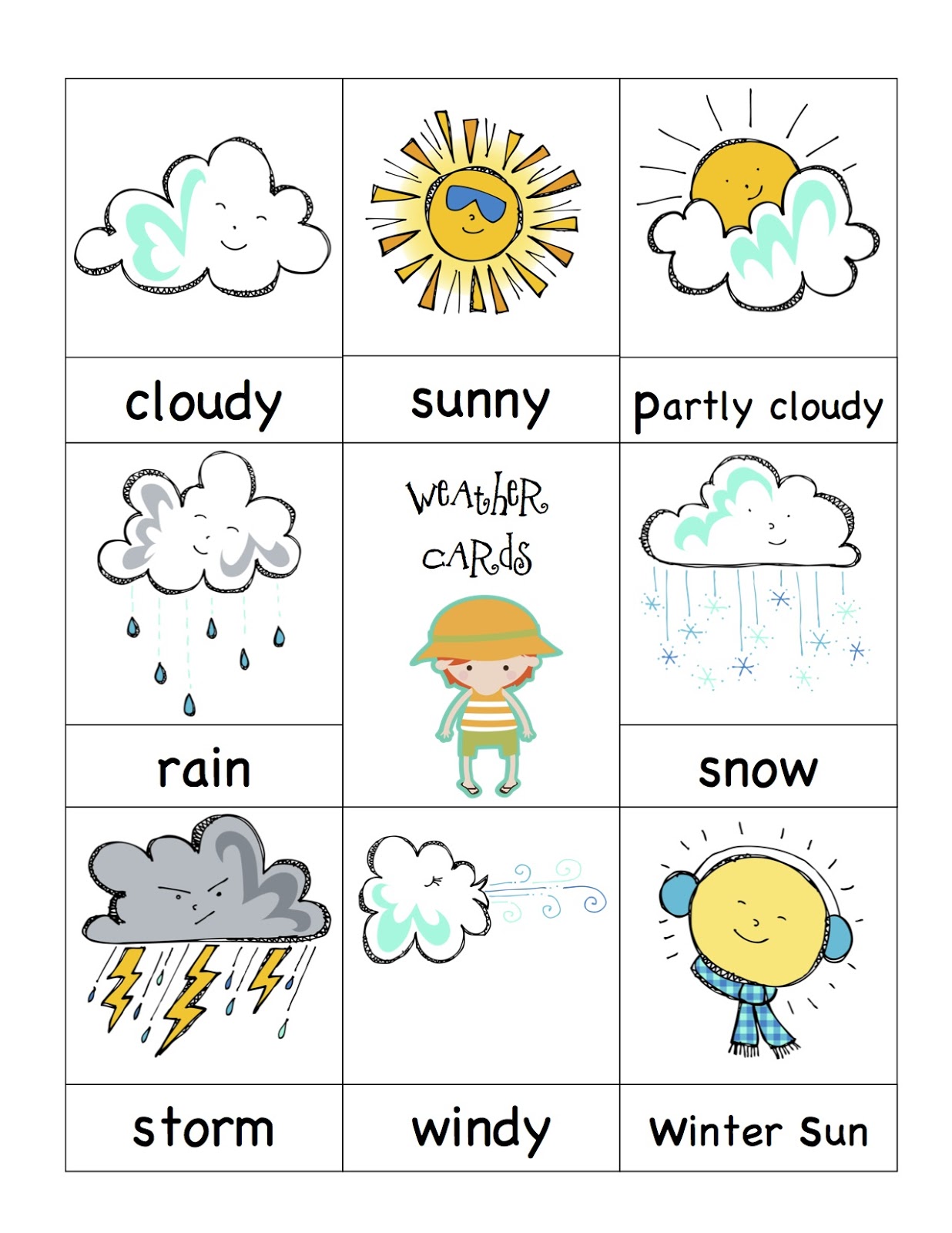 Preschool Printables  Weather Cards