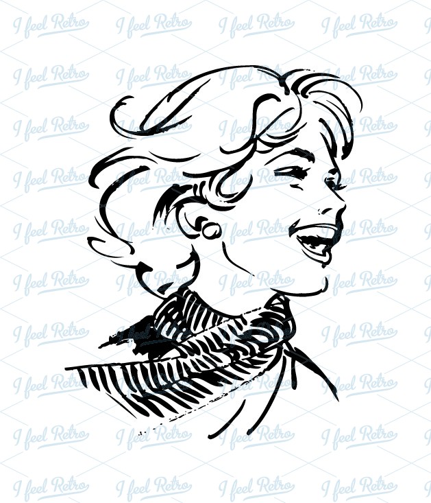 Retro Clipart  Laughing Woman   Authentic Vintage European Vector