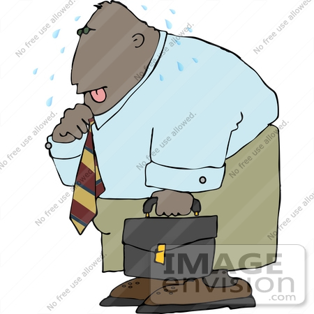 Sweaty Middle Aged African American Business Man Clipart    13388 By