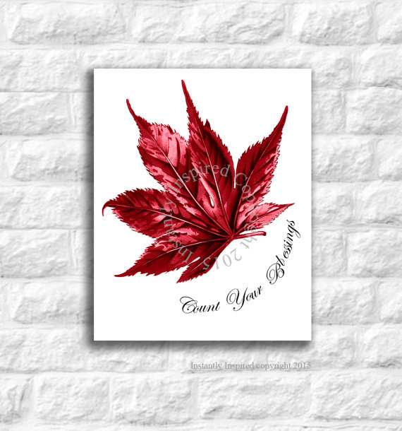 Thanksgiving Decor Red Maple Leaf 8x10 Jpg File Count Your Blessings