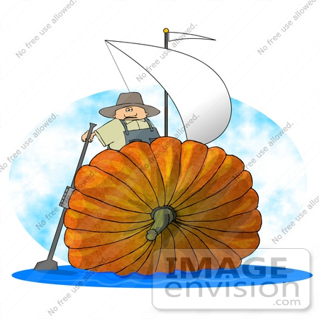 Thanksgiving Pumpkin Boat With Sails Clipart    15808 By Djart    