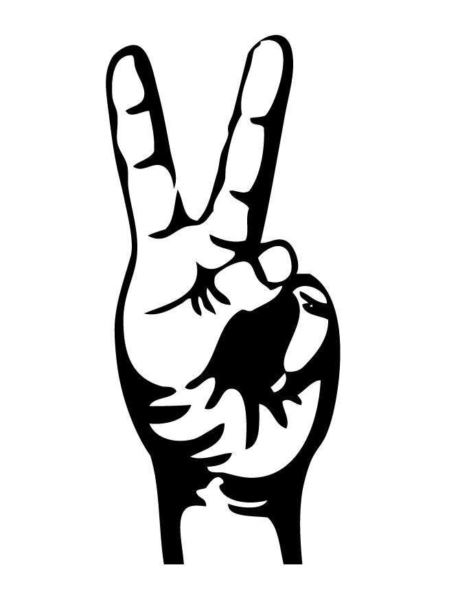 Two Finger Peace Sign Coloring Page 1   H   M Coloring Pages