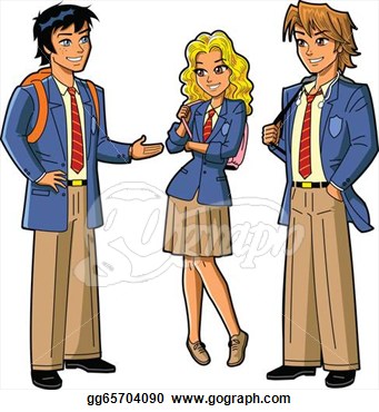 Vector Art   Students In School Uniforms  Clipart Drawing Gg65704090