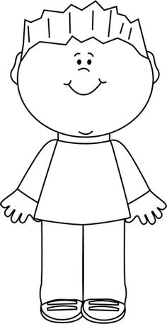     White Happy Boy Clip Art Image   Black And White Outline Of     More