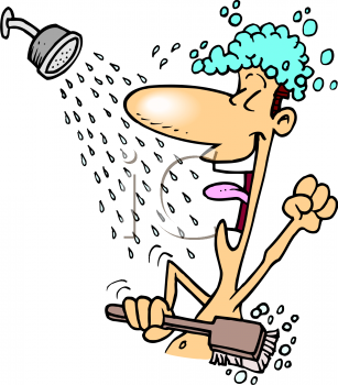 0511 0901 0516 4420 Man Singing In The Shower Clipart Image
