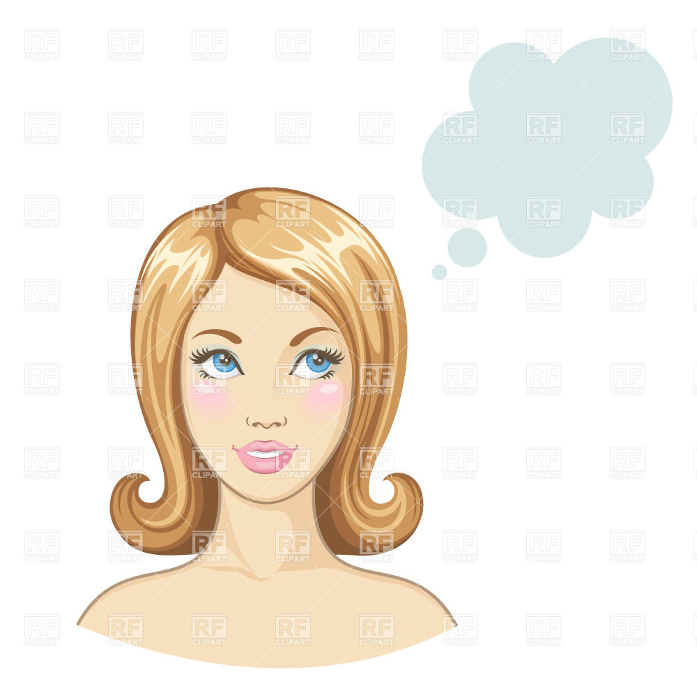Beautiful Girl Thinking Download Royalty Free Vector Clipart  Eps