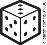 Black And White Dice Clipart 1231680 Clipart Of A Black And White Dice    