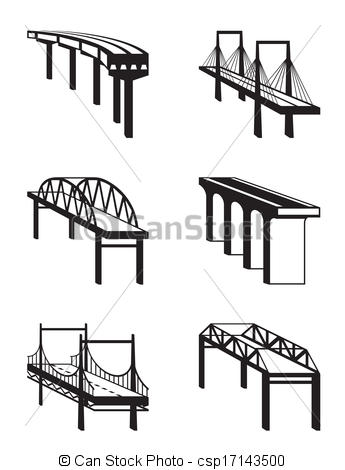 Building Bridges Clipart Vector   Various Bridges In