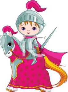 Clip Art Image  A Child Knight Riding A Horse