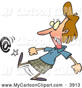Clip Art Of A Frustrated Angry Woman Kicking An At Symbol By Ron