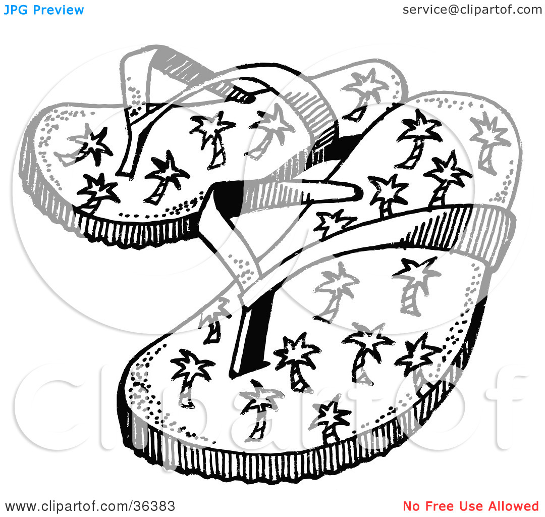 Clipart Illustration Of A Pair Of Summer Thong Flip Flop Sandals With