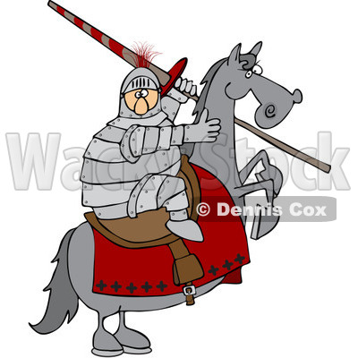 Clipart Medieval Jousting Knight Holding A Lance On A Rearing Horse