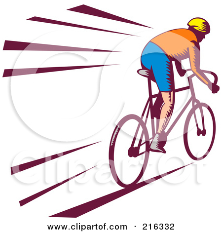 Clipart Of A Cartoon Male Cyclist Repair Man Holding Up A Bike