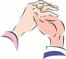 Clipart Picture Of A Man Holding Up A Girl S Finger With A Diamond