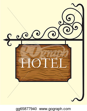 Clipart   Wooden Hotel Door Sign   Stock Illustration Gg65877940