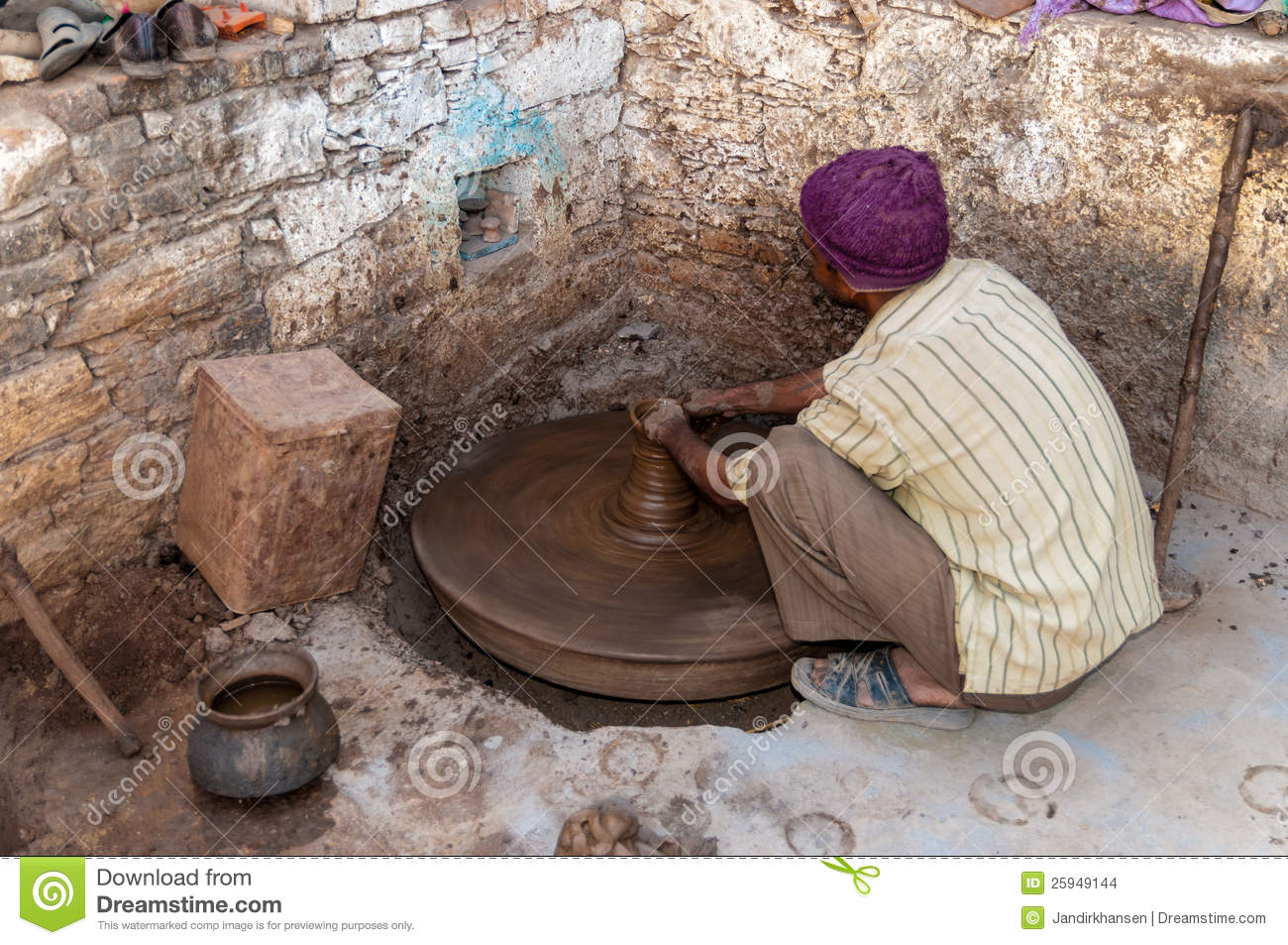 Editorial Stock Image  An Indian Potter Molds A Clay Pot