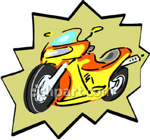 Fast Yellow Motorcycle   Royalty Free Clipart Picture