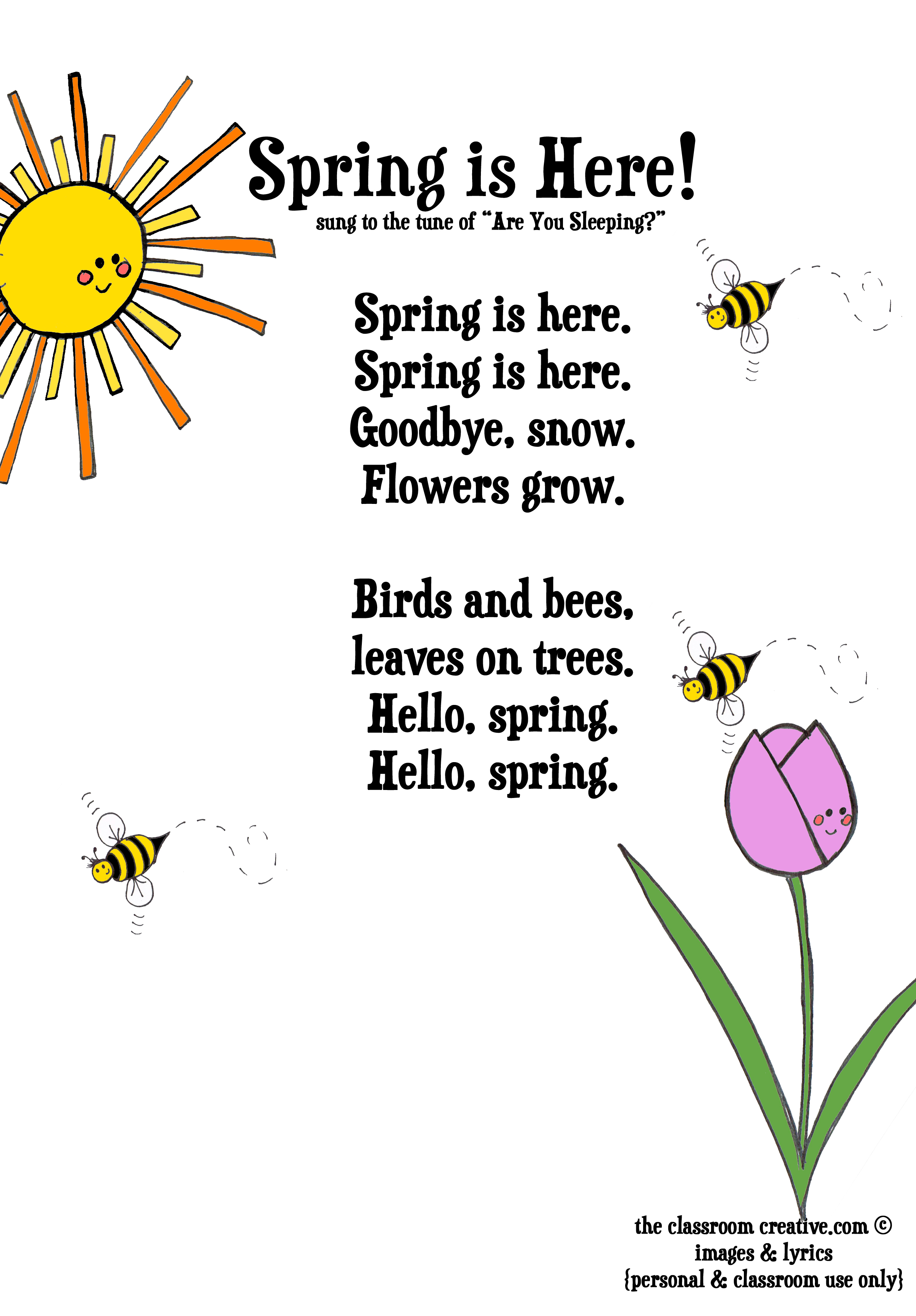 Freebie  Spring Song Printable For Kids