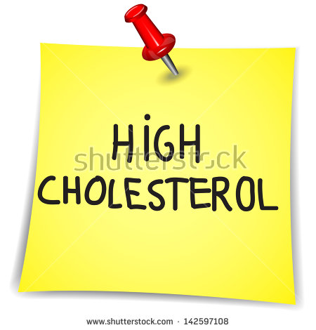 High Cholesterol Word On A Note Paper With Pin On White Background    