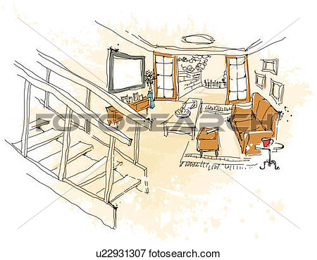 Illustration   Living Room Interior  Fotosearch   Search Eps Clipart