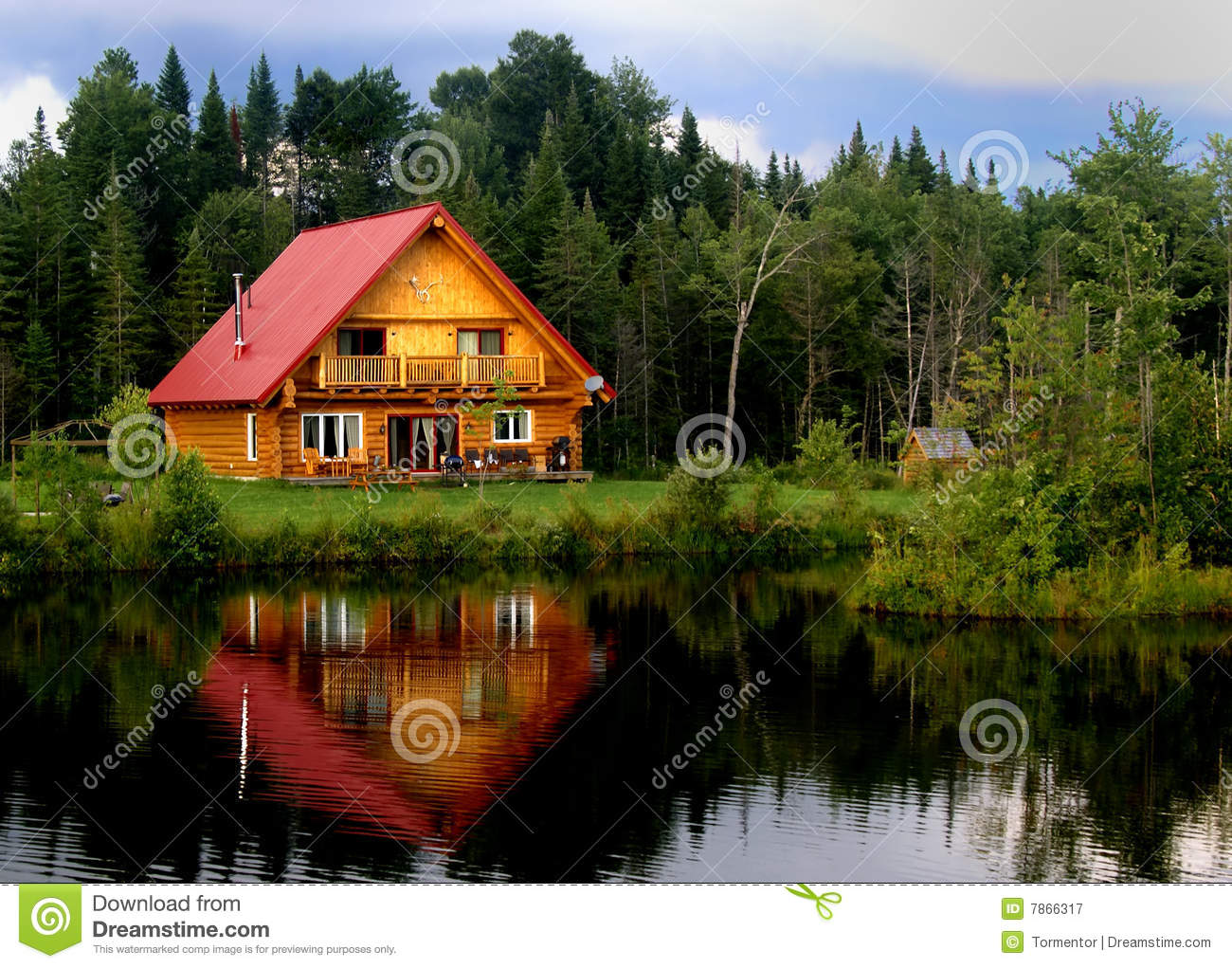Log Cabin On A Lake Royalty Free Stock Photography   Image  7866317