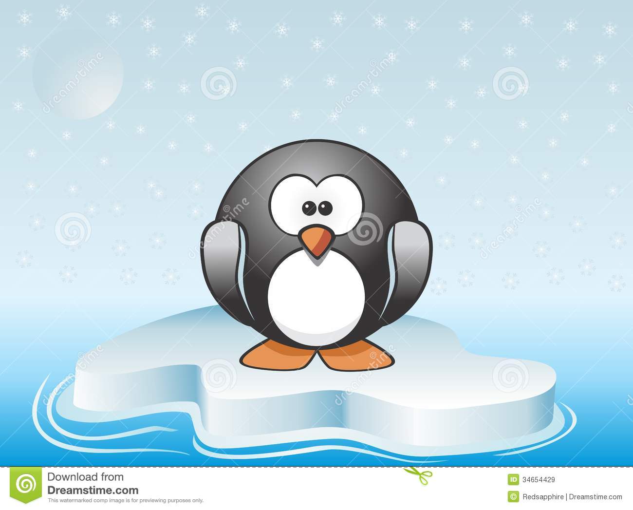 Lone Penguin Traveling On Melting Iceberg  Symbolizing Global Warming