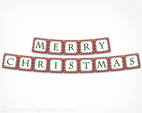 Merry Christmas Banner   Printable Diy Digital File   Instant Download
