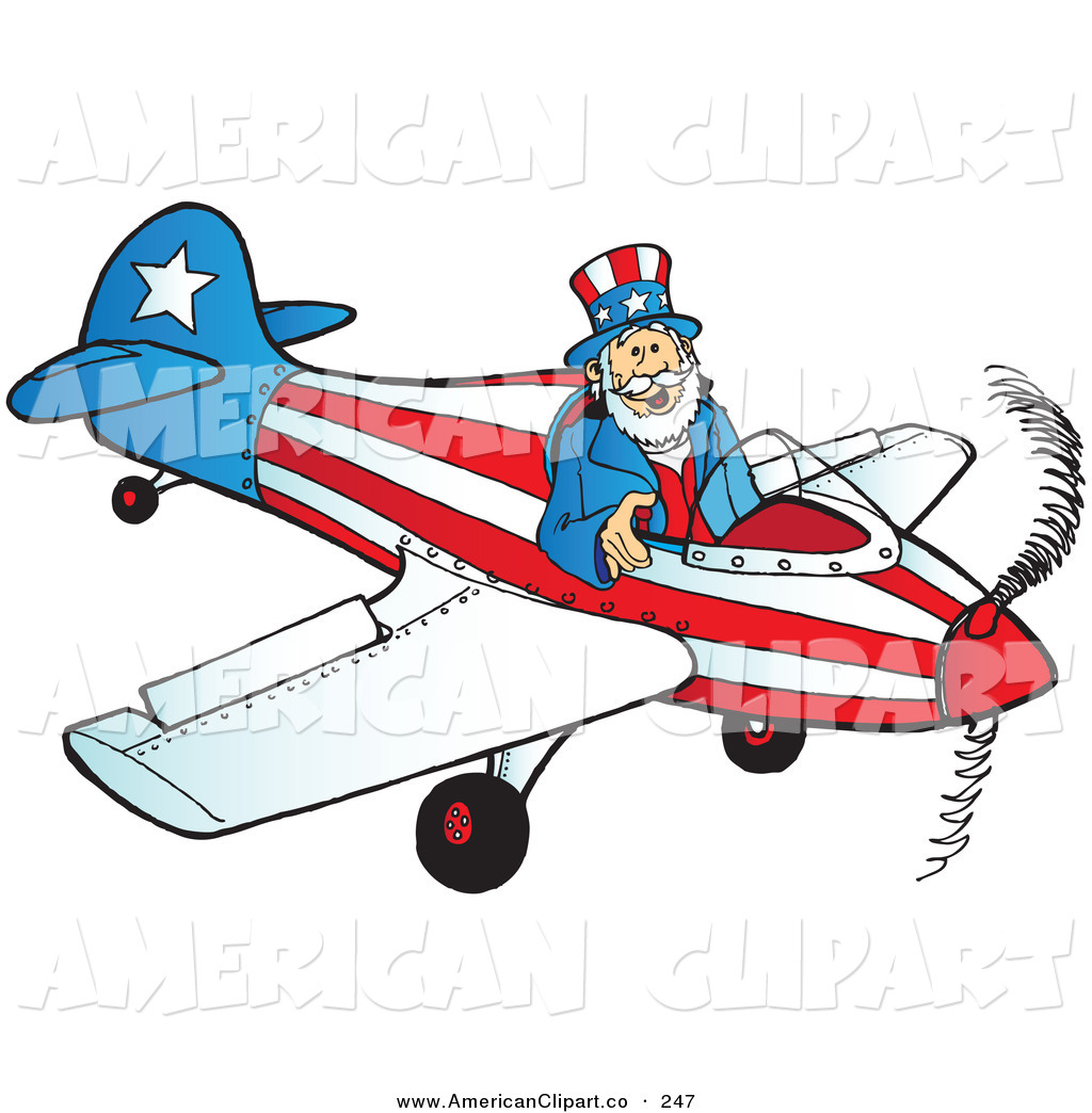     Of A Happy Uncle Sam Flying A Patriotic Airplane By Snowy    247
